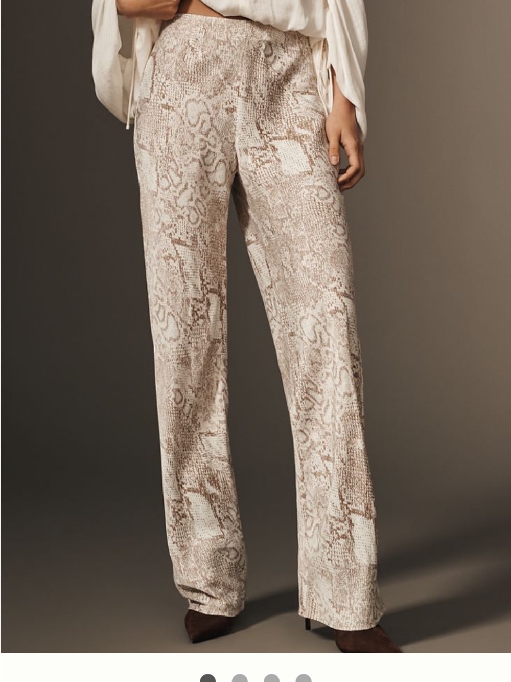 Anthropologie The Tilda Pants Neutral Snake-Print Pants Size Large NWT
